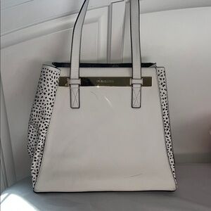 White Women's Tote Bag with Laser-Cut Side Panels